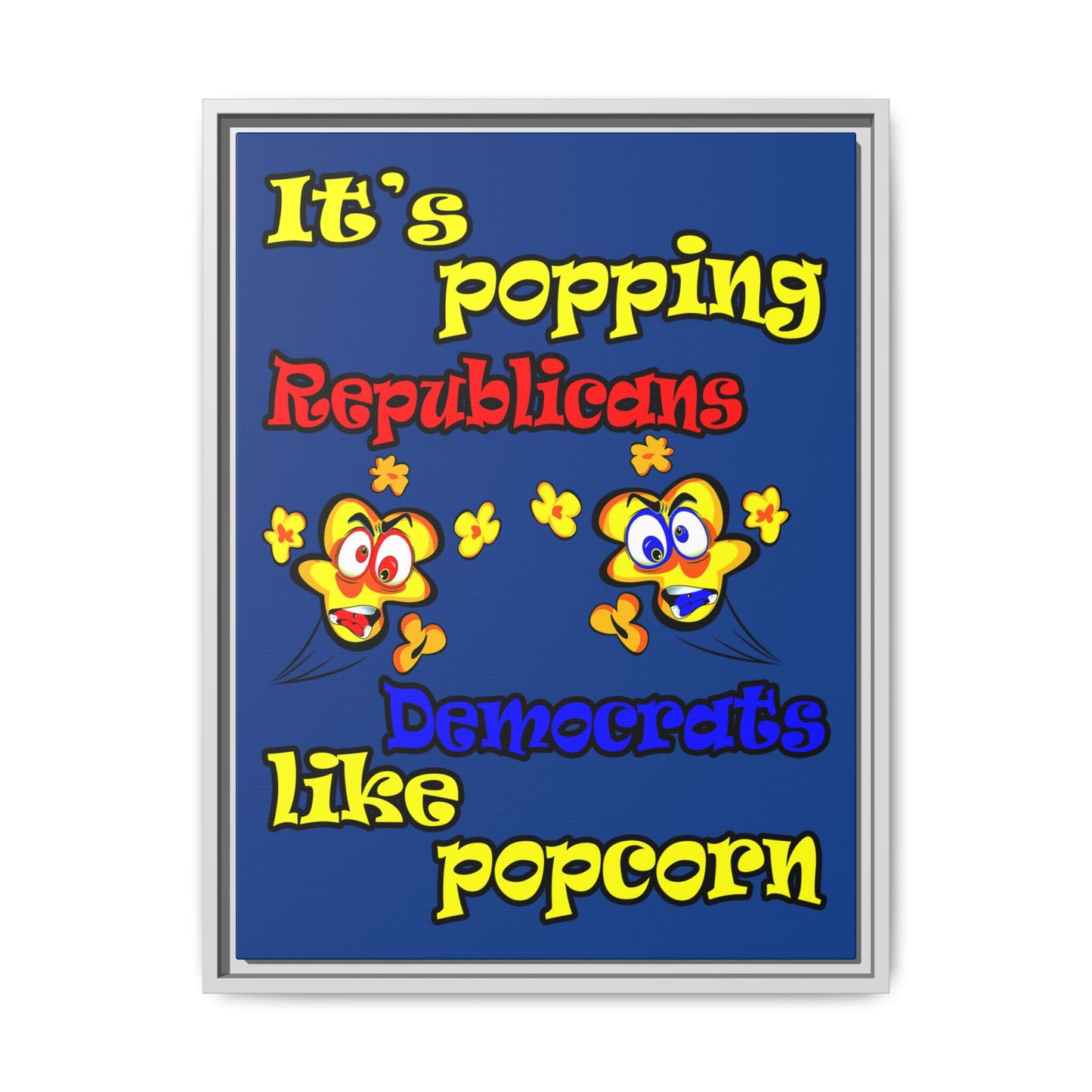 popping like popcorn - framed canvas art (dark blue)