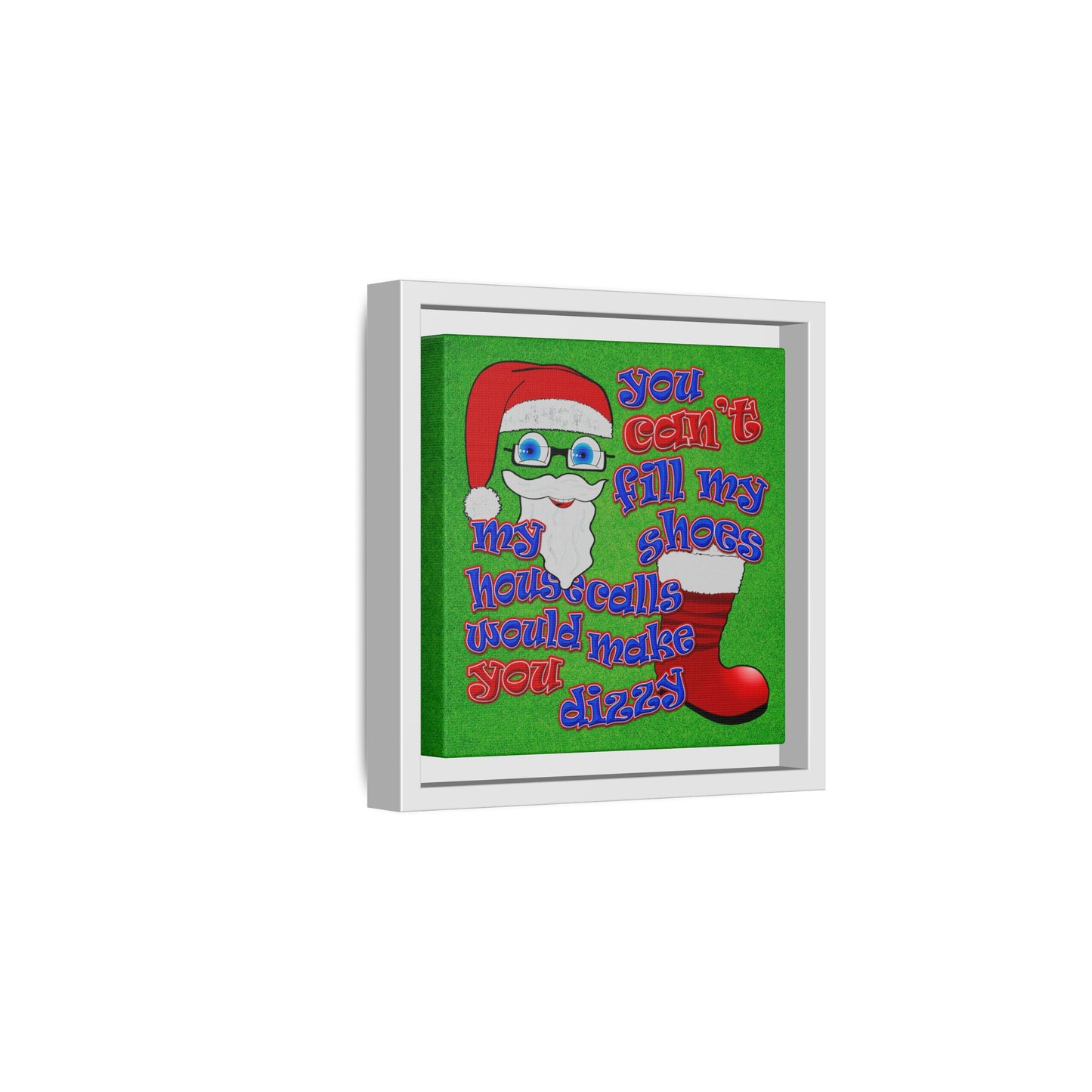 santa's shoes - framed canvas art (green turf)