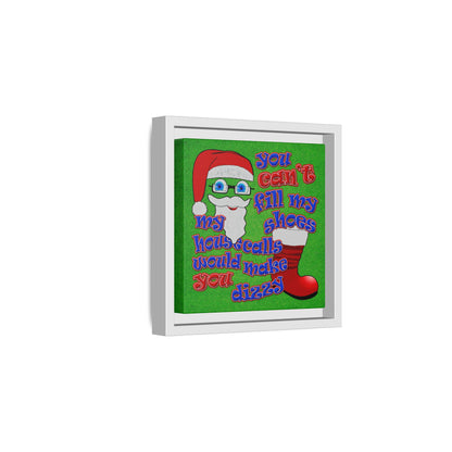 santa's shoes - framed canvas art (green turf)