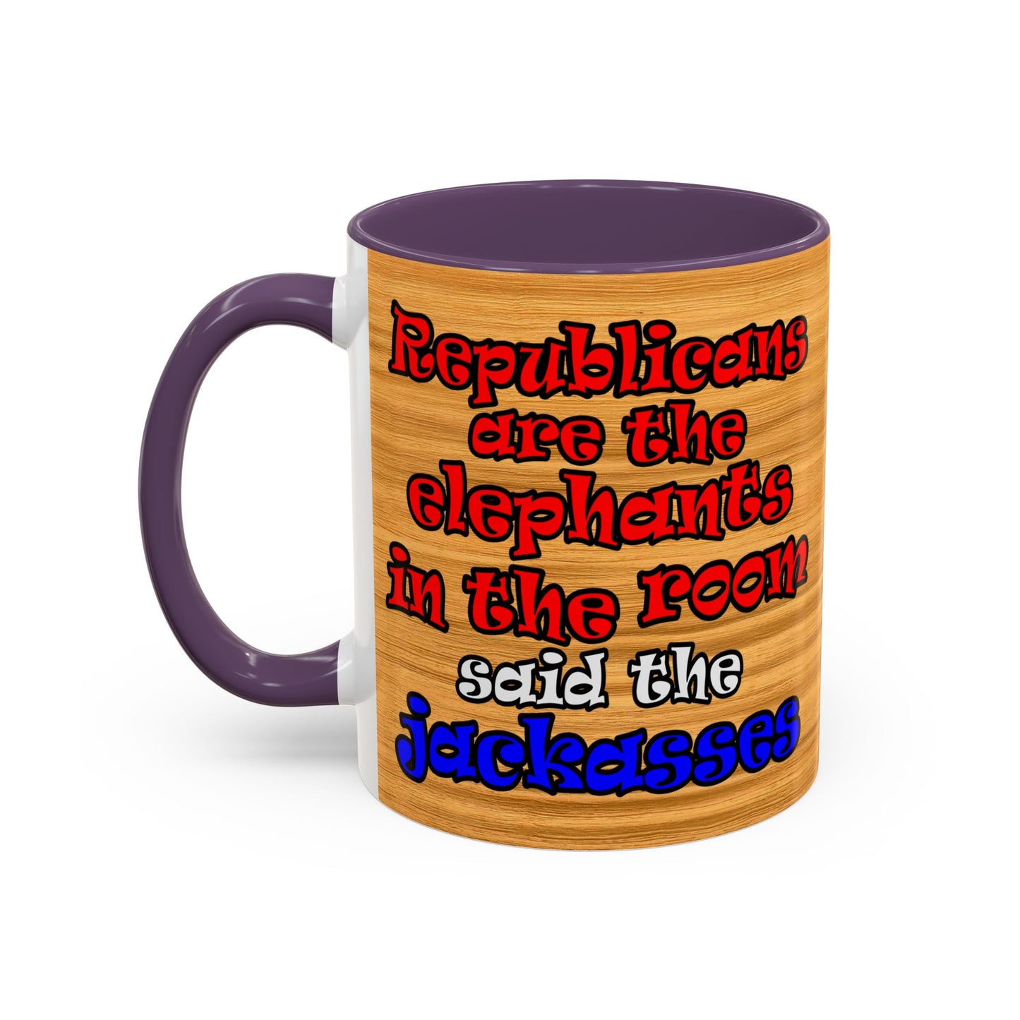 donkeys and elephants - Accent Mug (butterscotch wood finish)