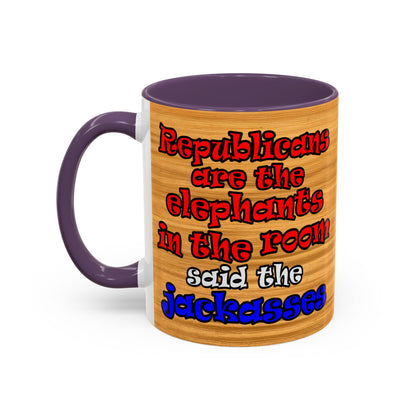 donkeys and elephants - Accent Mug (butterscotch wood finish)