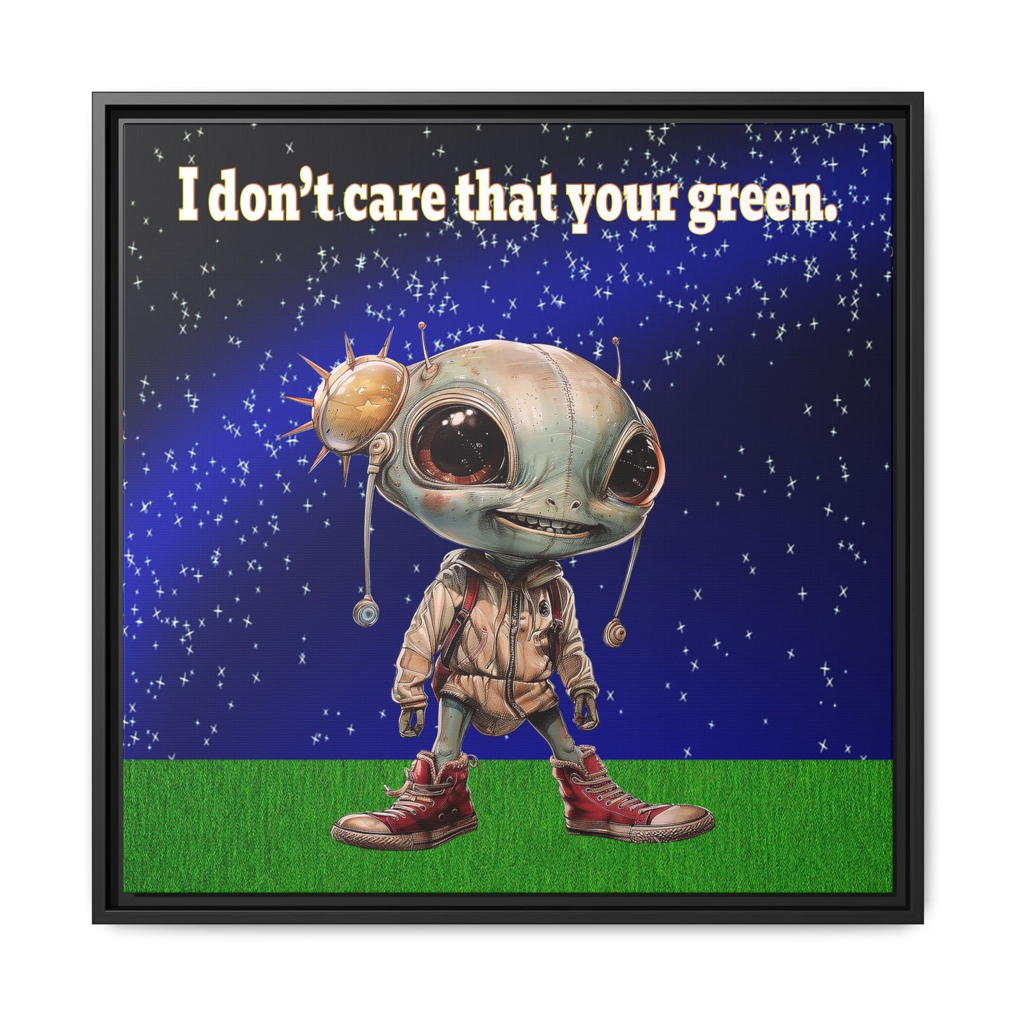I don't care that your green - framed canvas art ('snoops' background)