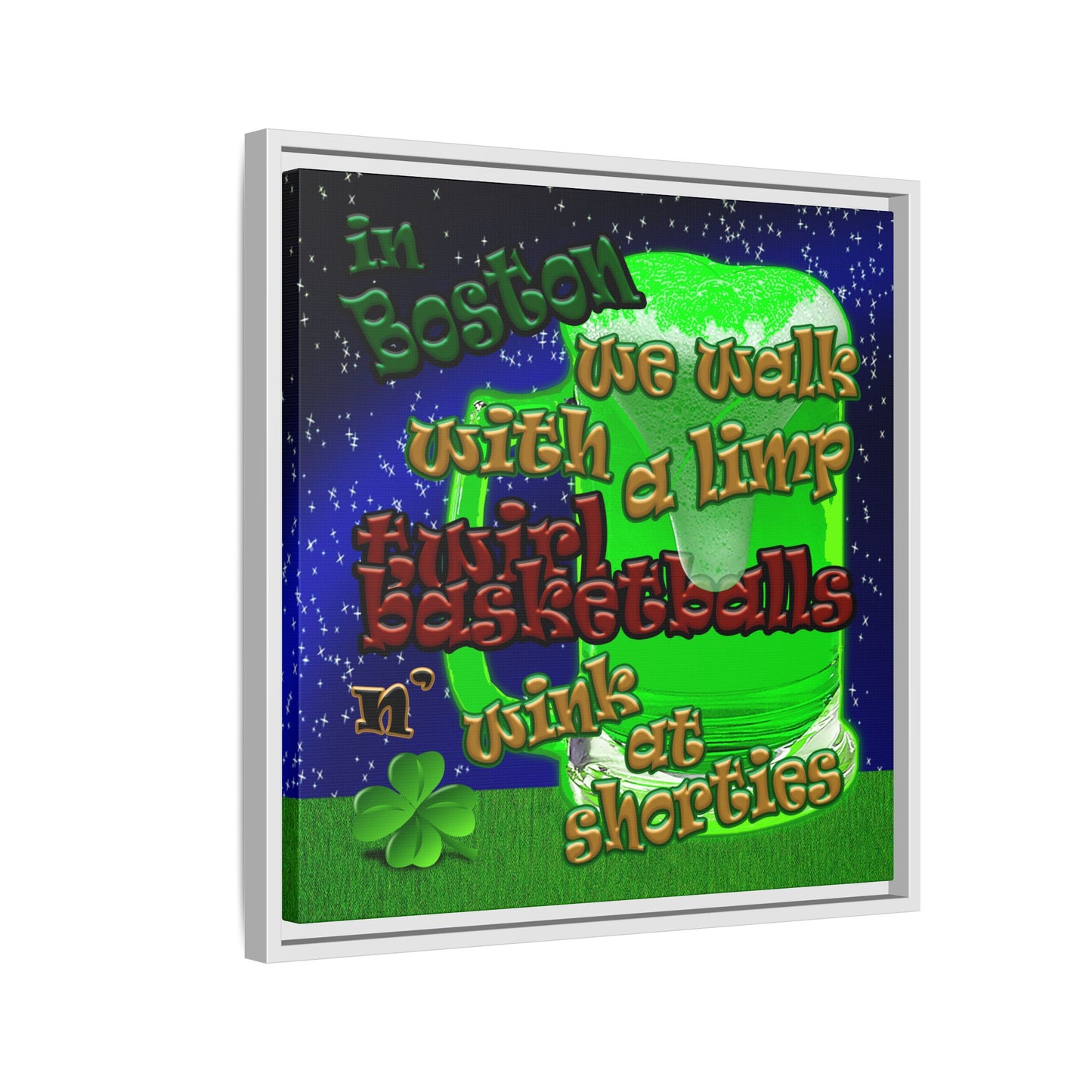 celtics logo - framed canvas art ('snoops' background)