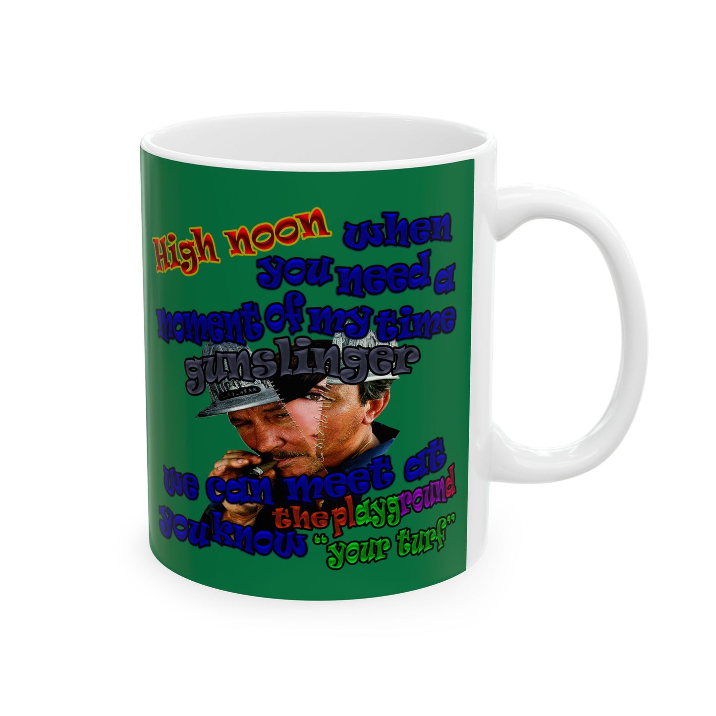 high noon - White Mug (dark green)