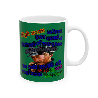high noon - White Mug (dark green)