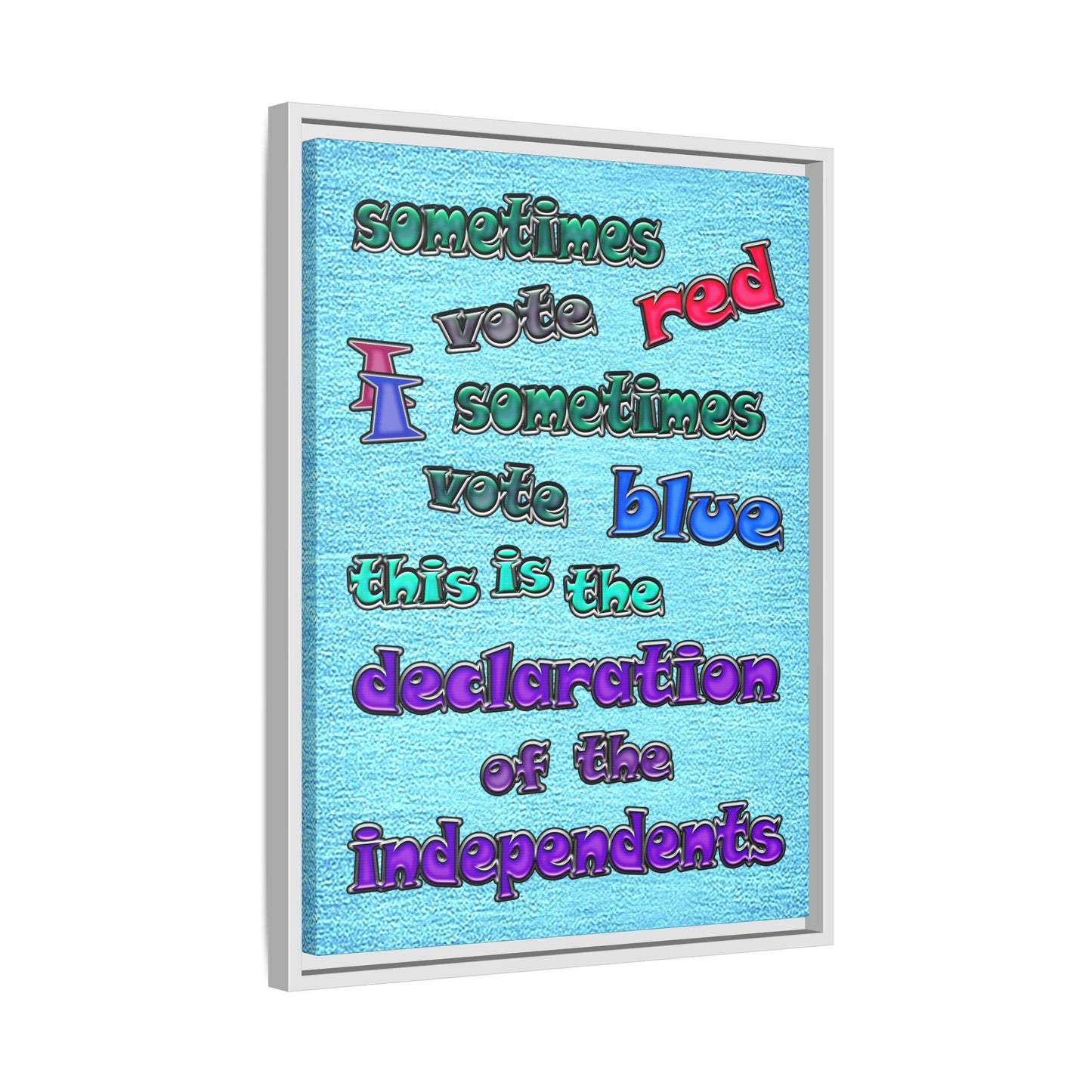 declaration of the independents - framed canvas art (faded blue)