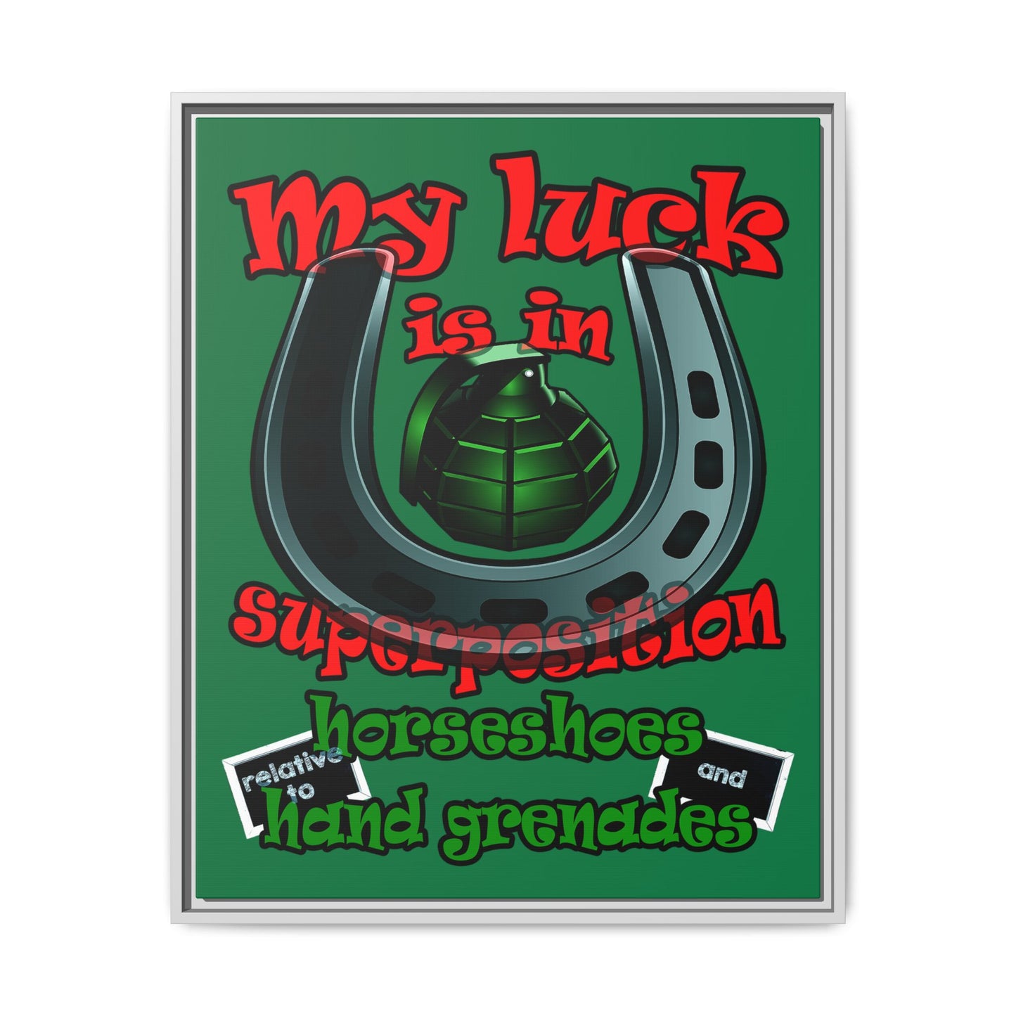 my luck - framed canvas art (dark green)