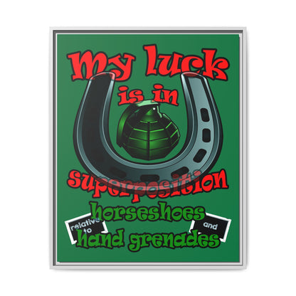 my luck - framed canvas art (dark green)