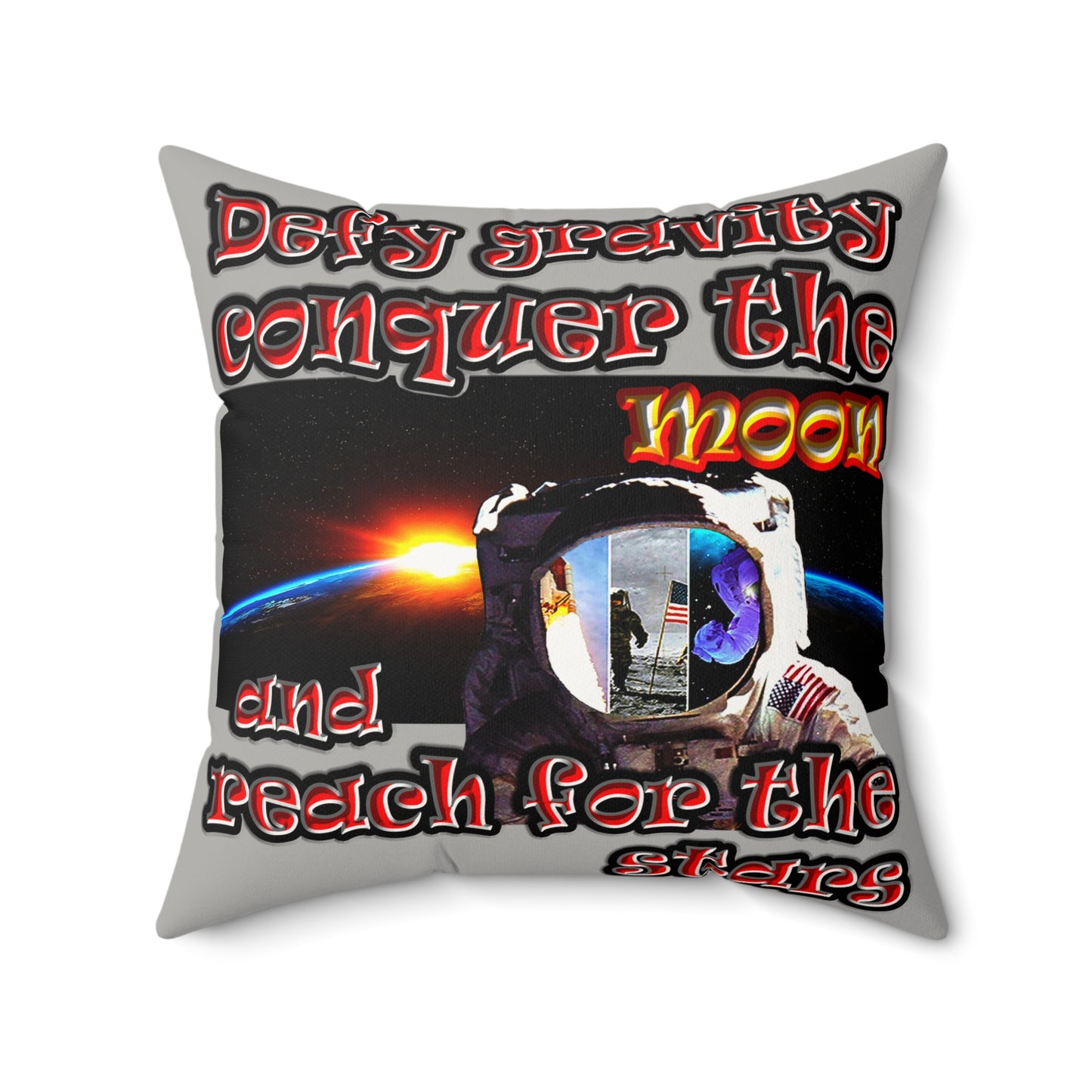 defy conquer reach - Faux Suede Square Pillow - (light grey)