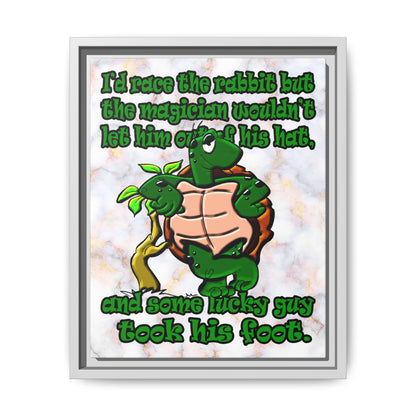 turtle race - framed canvas art (white marble)
