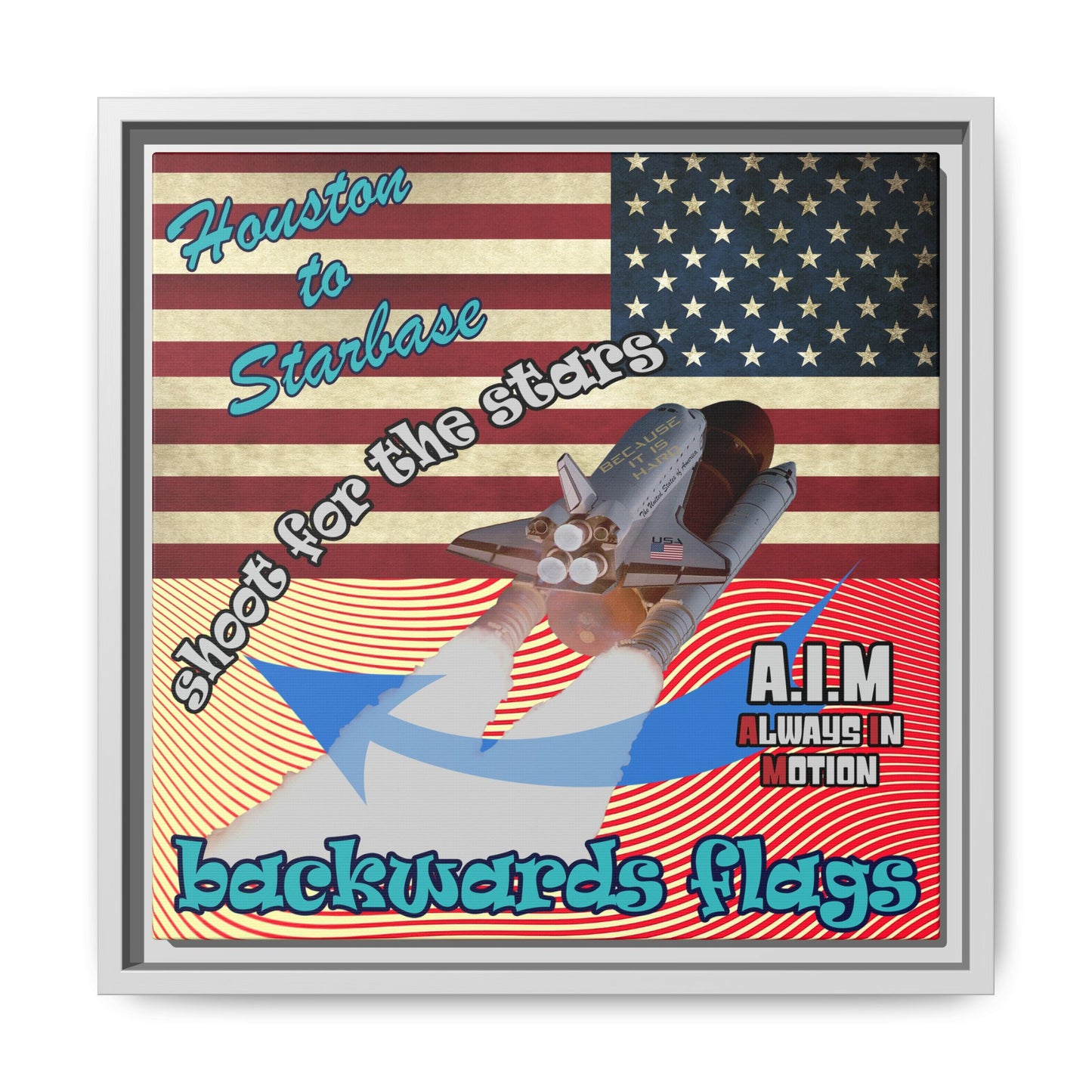 shoot for the stars - framed canvas art (yellow-orange wave)