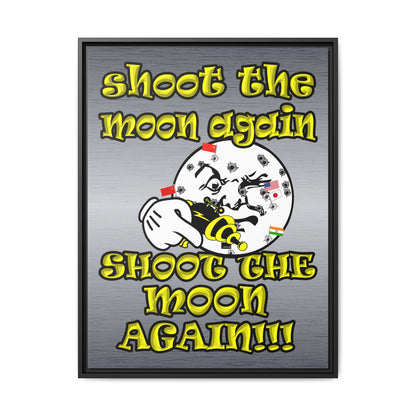 shoot the moon again - framed canvas art (brushed nickel)