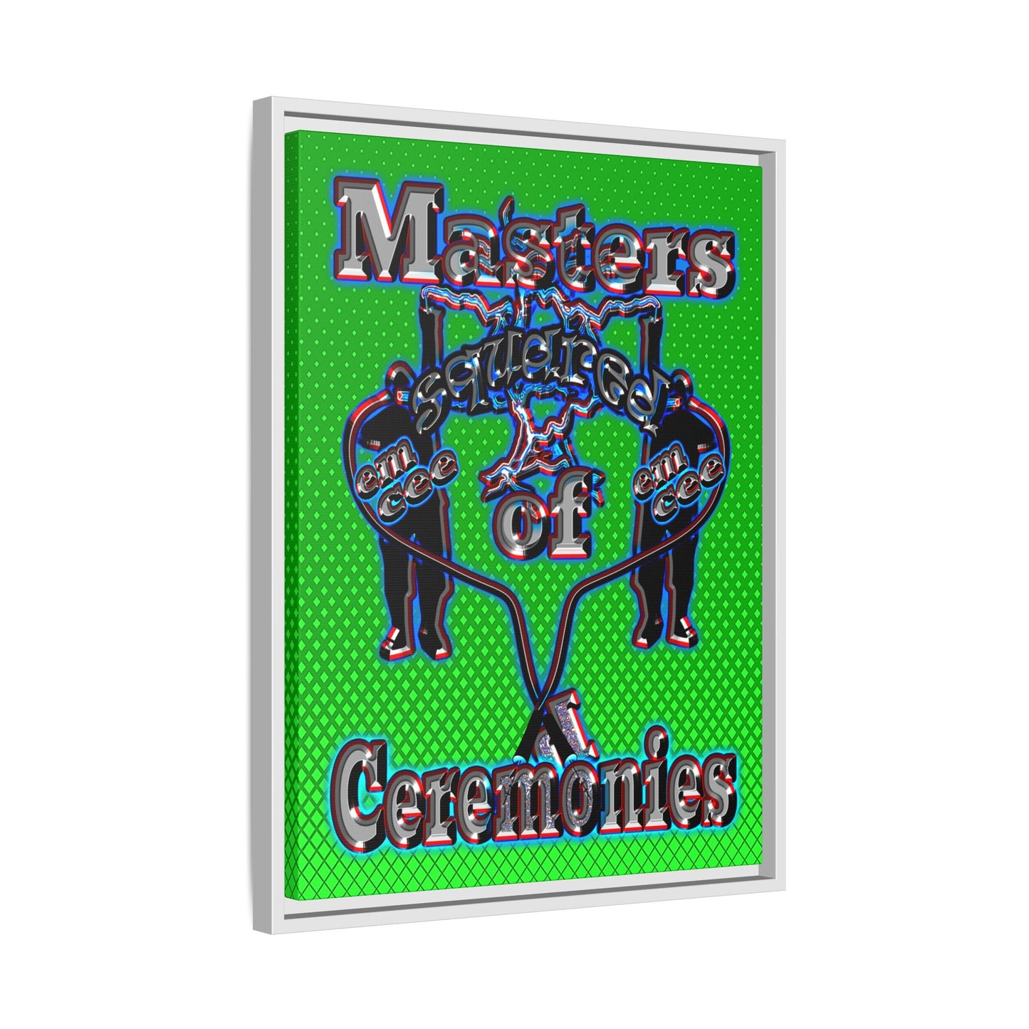 em cee squared - framed canvas art (logo green)
