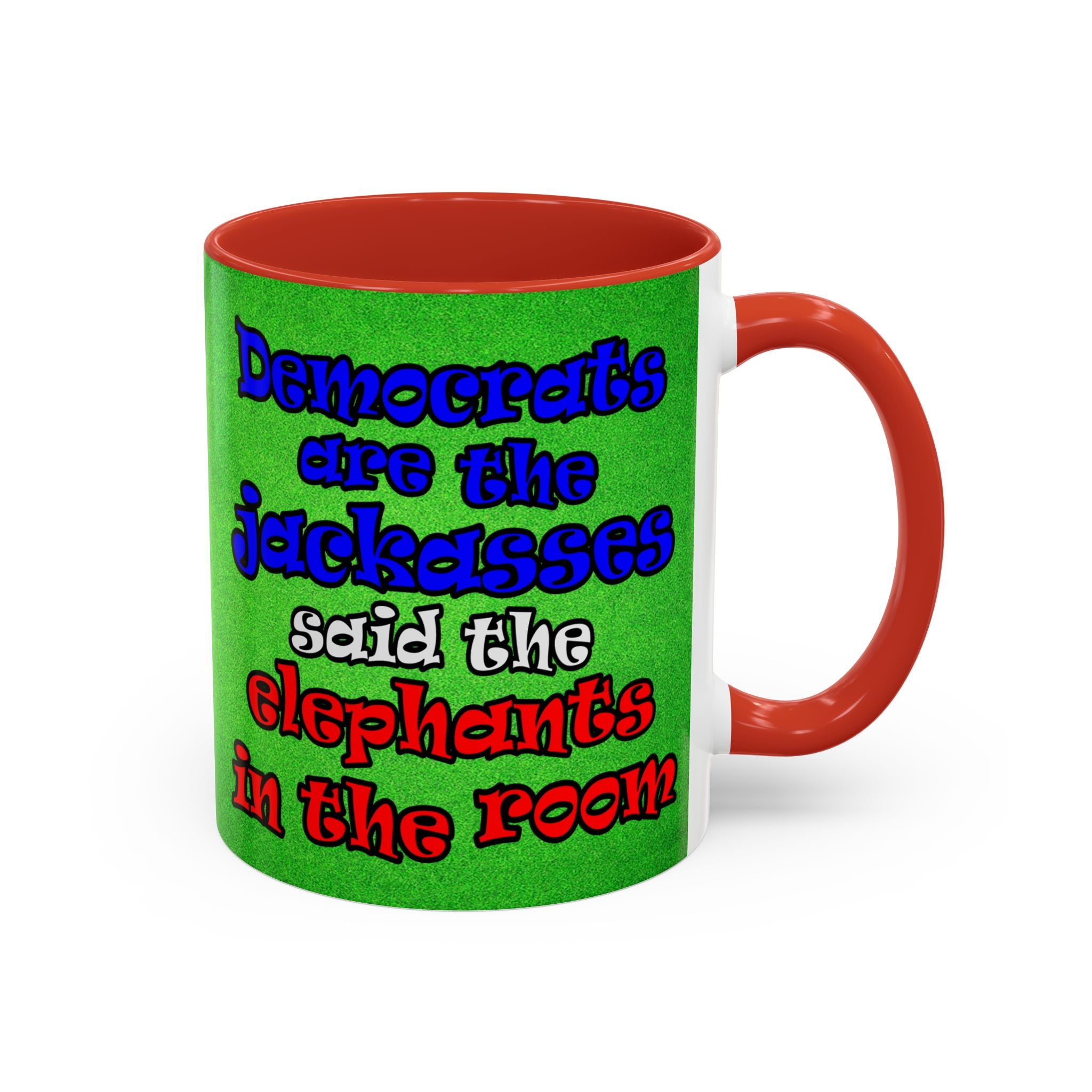 donkeys and elephants - Accent Mug (green turf)