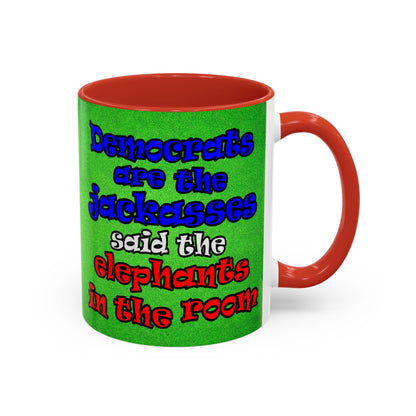donkeys and elephants - Accent Mug (green turf)