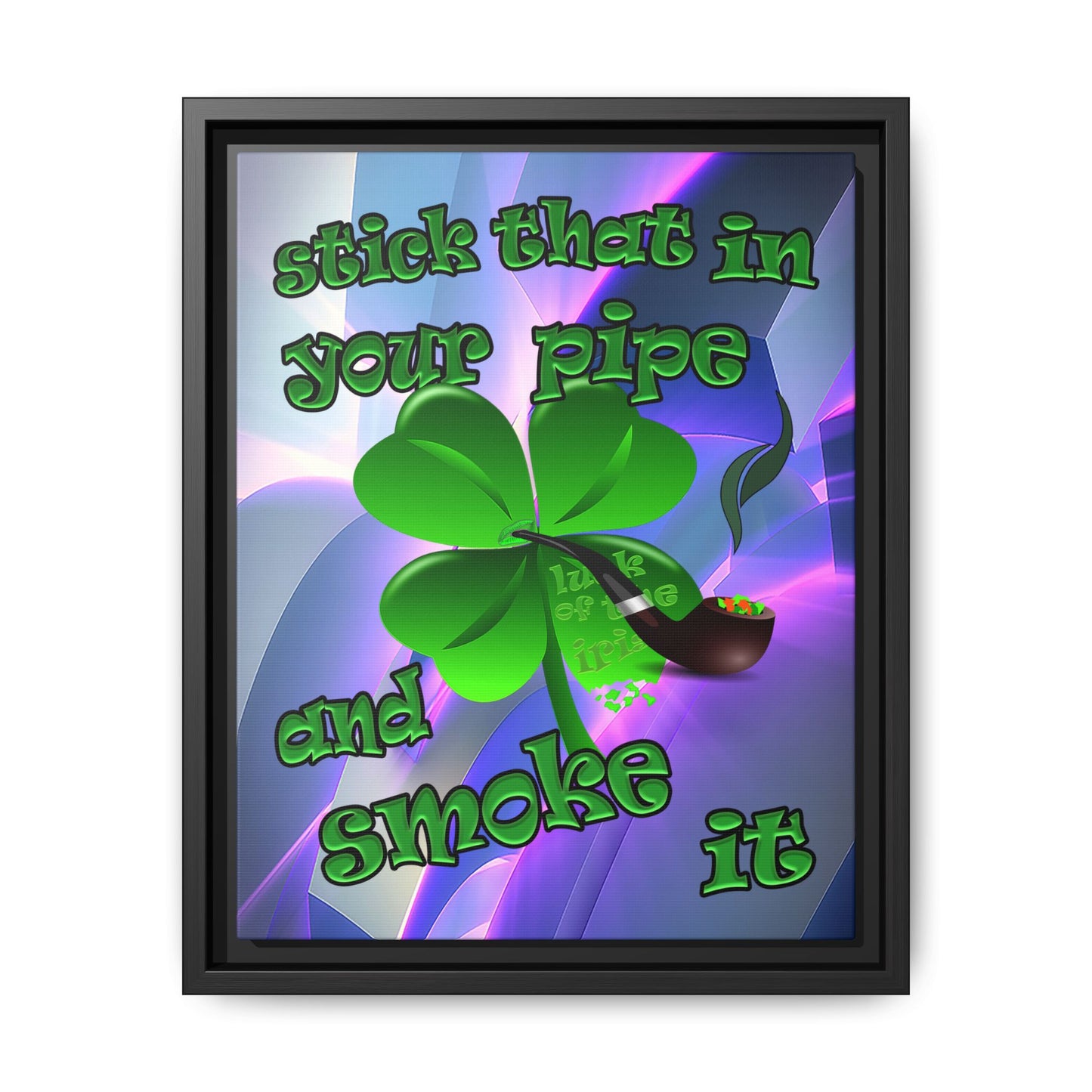 stick that in your pipe and smoke it - framed canvas art (grey-pink wave)