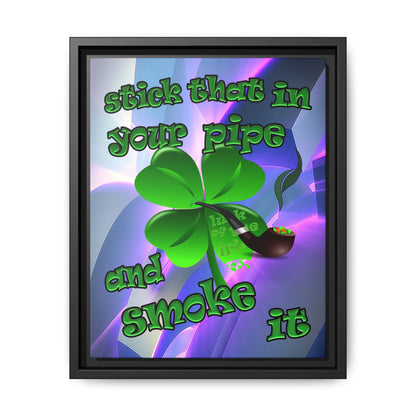 stick that in your pipe and smoke it - framed canvas art (grey-pink wave)