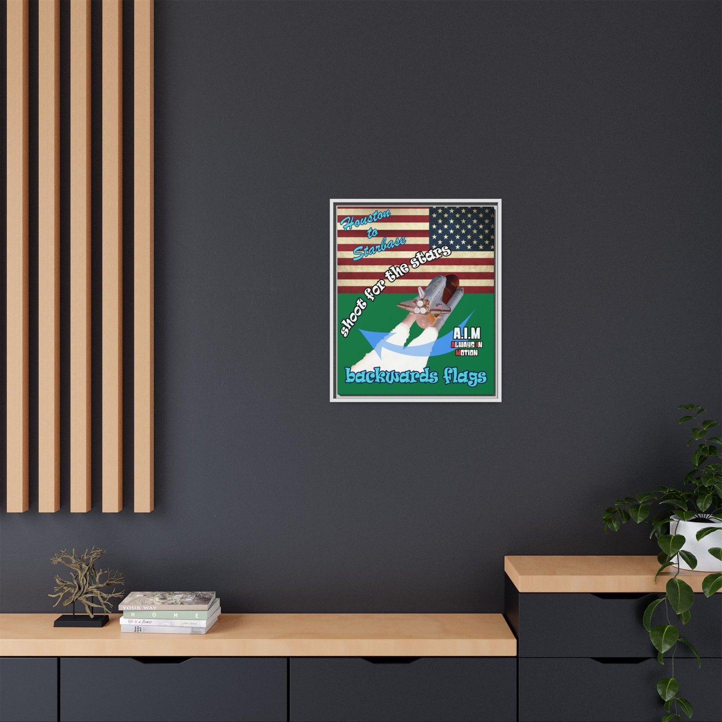 shoot for the stars - framed canvas art (dark green)
