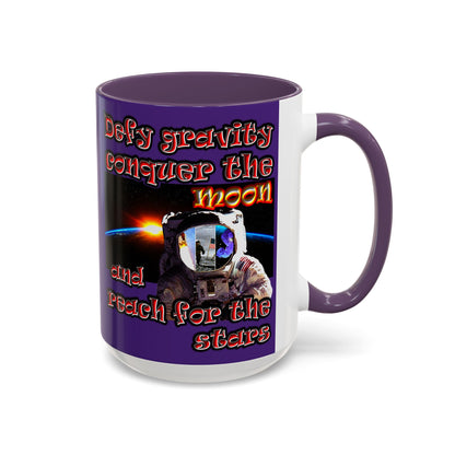 defy conquer reach - Accent Mug (purple)