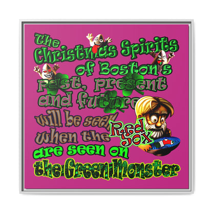 christmas spirits of boston - framed canvas art (pink)