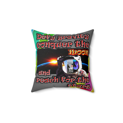defy conquer reach - Spun Polyester Square Pillow - (rainbow split)