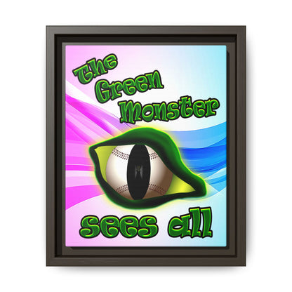 green monster - framed canvas art (light blue-pink wave)