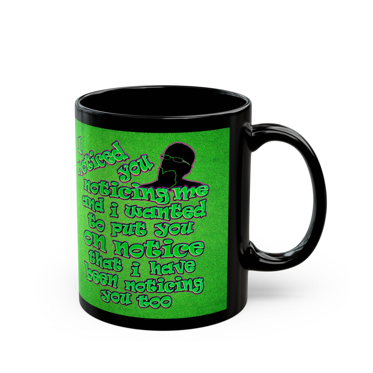 noticed you noticing - Black Mug (green turf)