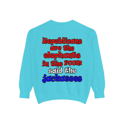 donkeys and elephants - Unisex Garment-Dyed Sweatshirt
