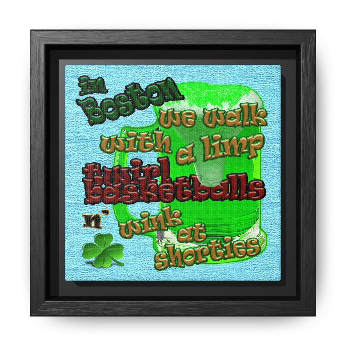 celtics logo - framed canvas art (faded blue)