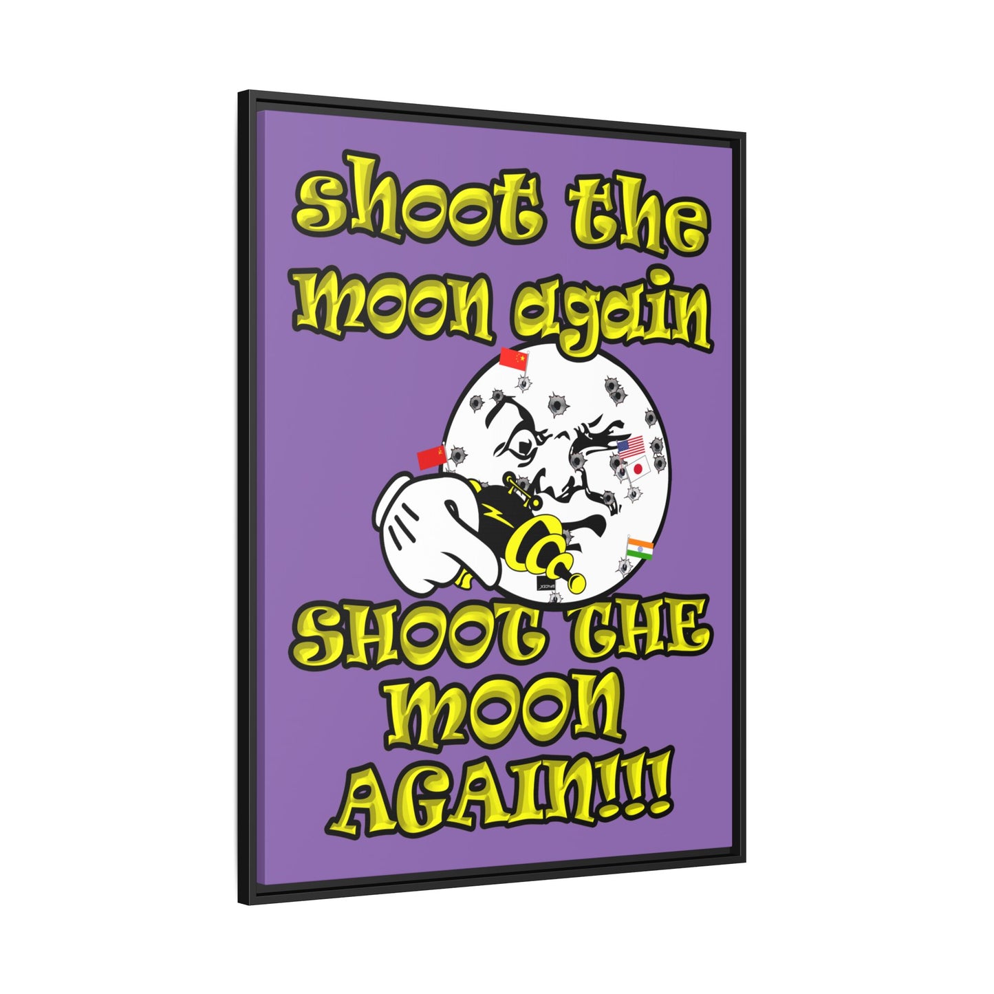 shoot the moon again - framed canvas art (light purple)