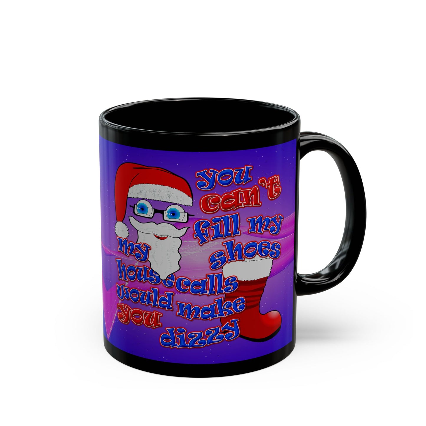 santa's shoes - Black Mug (purple-pink wave)