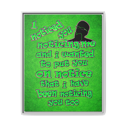 noticed you noticing - framed canvas art (green turf)