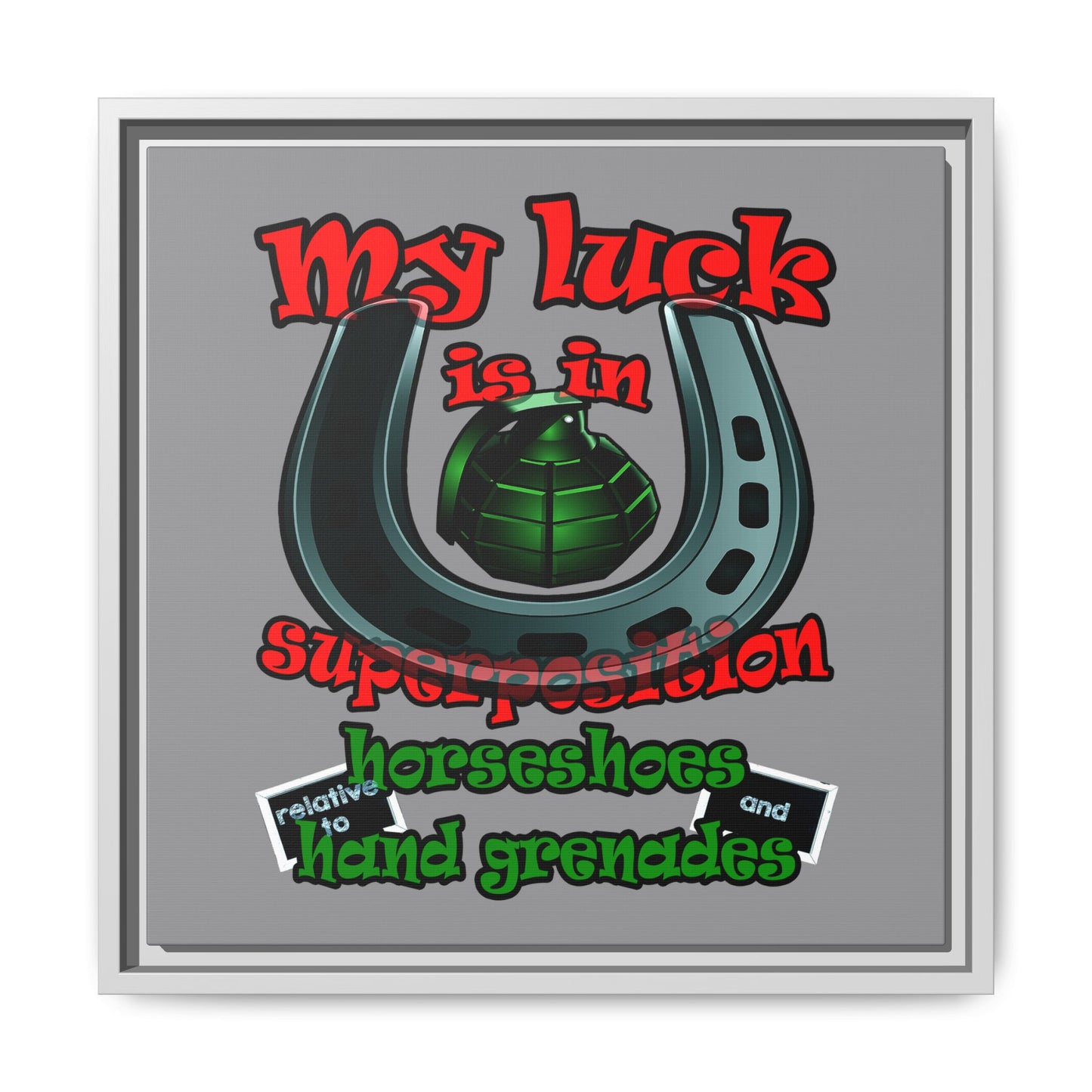 my luck - framed canvas art (grey)