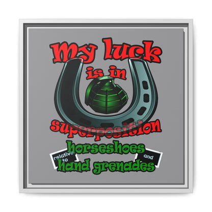 my luck - framed canvas art (grey)