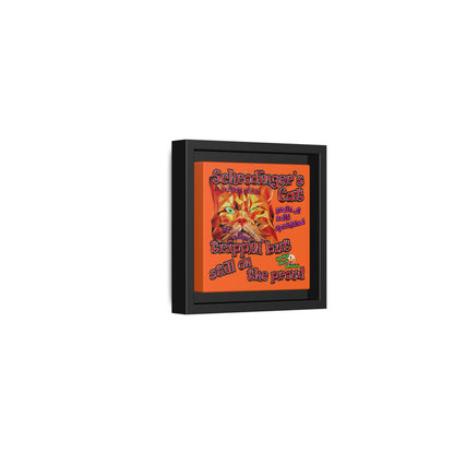 schrodinger's cat - framed canvas art (orange)