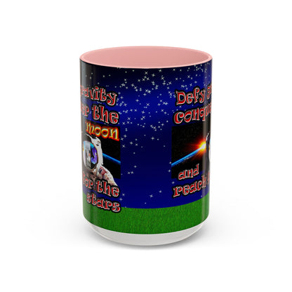 defy conquer reach - Accent Mug ('snoops' background)