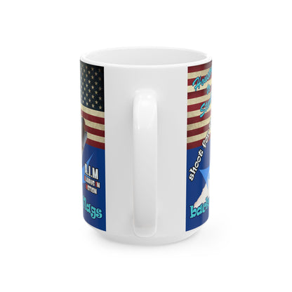 shoot for the stars - White Mug (dark blue)