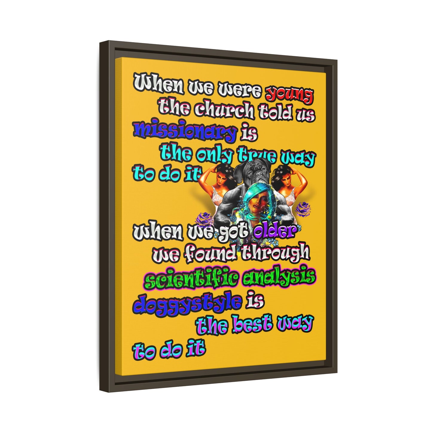 doggystyle - framed canvas art (yellow)