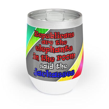 donkeys and elephants - Chill Wine Tumbler (rainbow split)