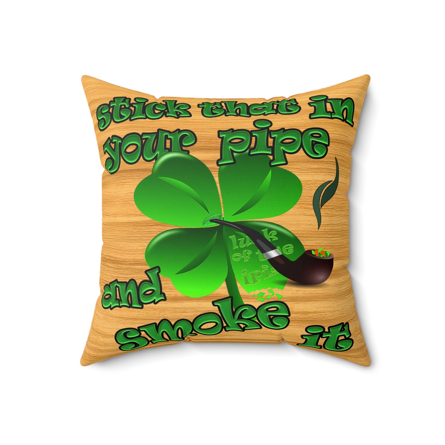 celtics logo - Spun Polyester Square Pillow - (butterscotch wood finish)