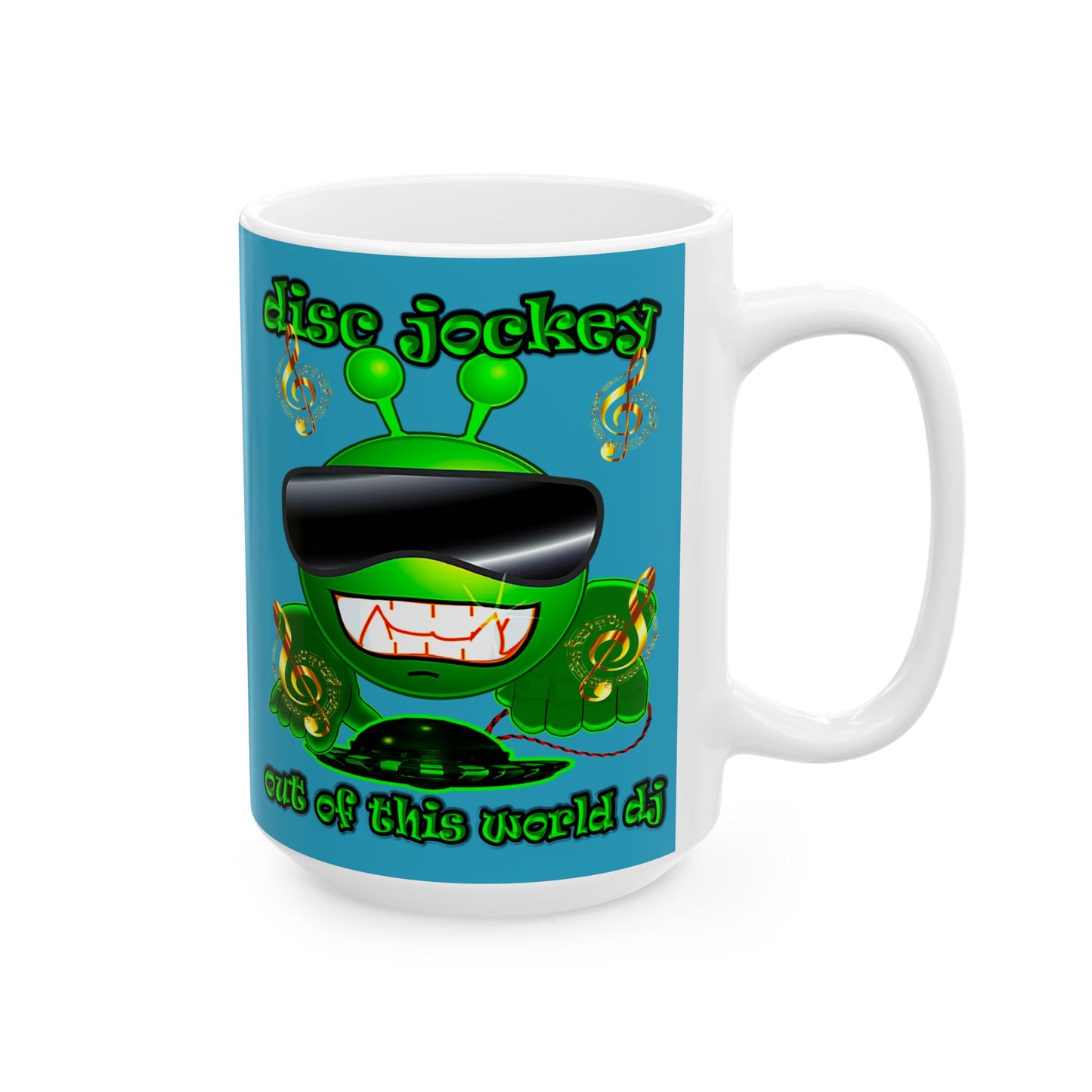 disc jockey - White Mug (turquoise)