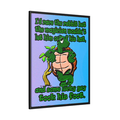 turtle race - framed canvas art (light blue-purple wave)