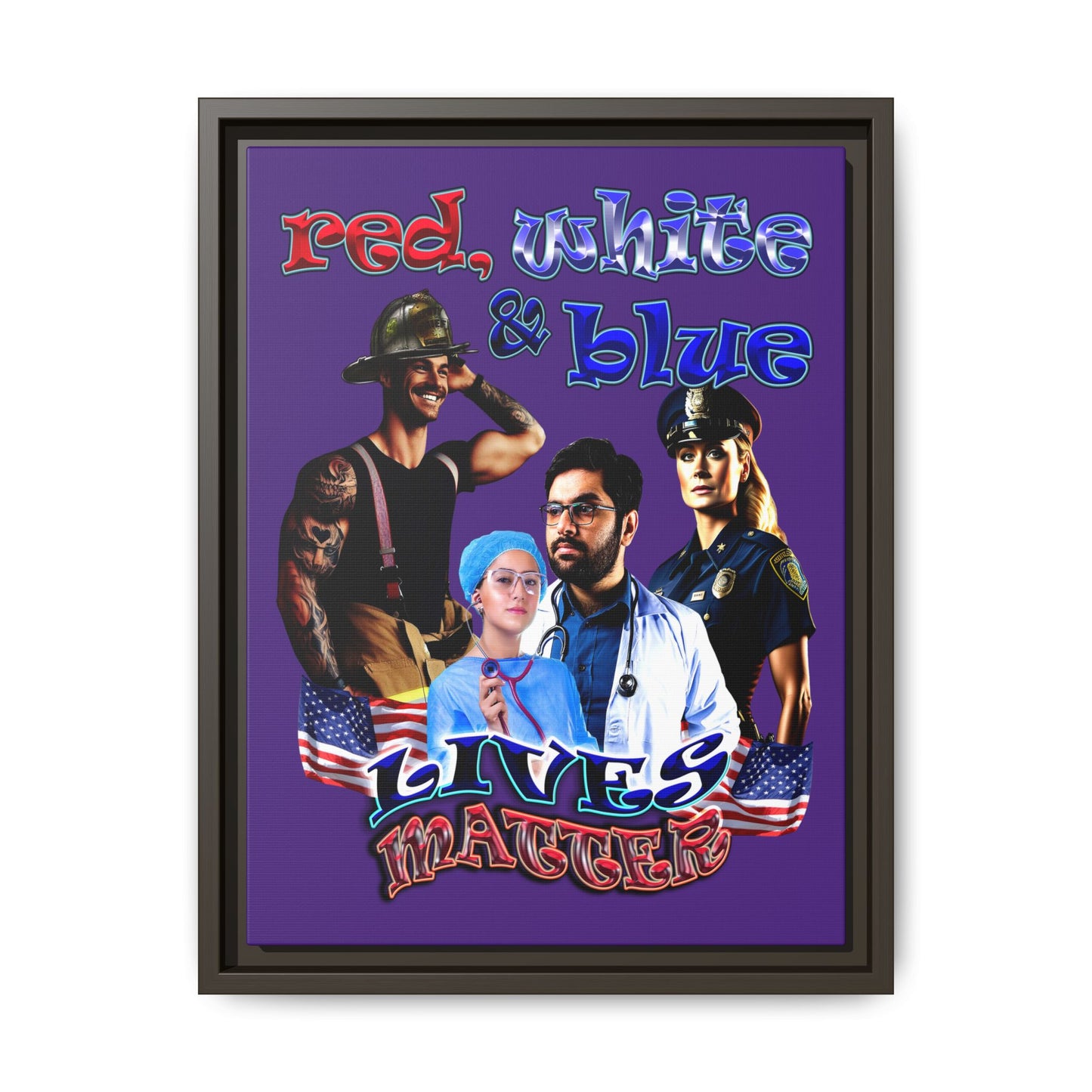 rw&b lives matter - framed canvas art (purple)