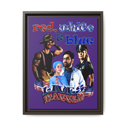 rw&b lives matter - framed canvas art (purple)