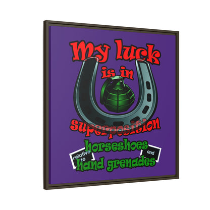 my luck - framed canvas art (purple)