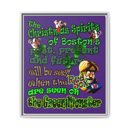 christmas spirits of boston - framed canvas art (purple)