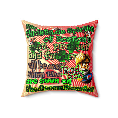 christmas spirits of boston - Spun Polyester Square Pillow - (yellow-orange wave)
