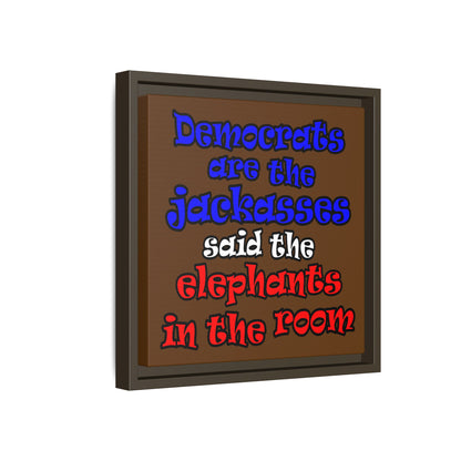 donkeys and elephants - framed canvas art (brown)