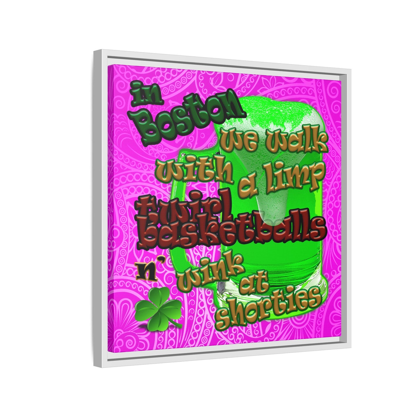 celtics logo - framed canvas art (pink swirl)