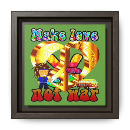 love peace - framed canvas art (green)